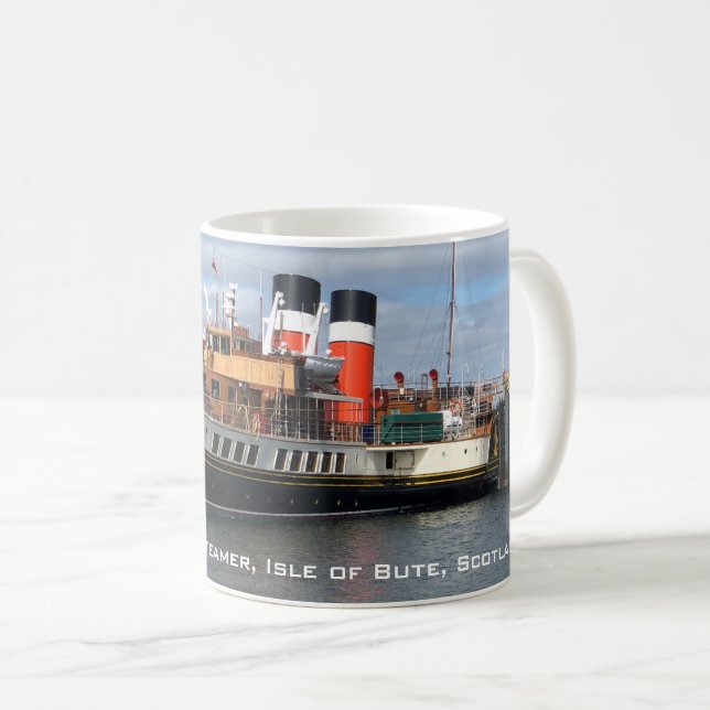 Caneca De Café Navio a vapor Waverley Paddle, Rothesay, Escócia (Frente Esquerda)