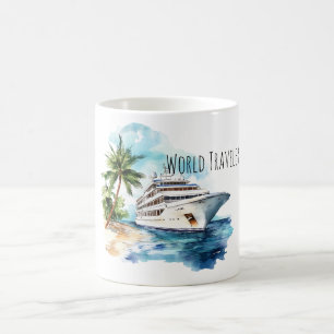 Caneca De Café Navio de Cruzeiro de Viagens pelo Mundo