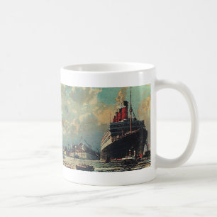 Caneca De Café Navio de Passageiros de Transporte Antigo no Porto