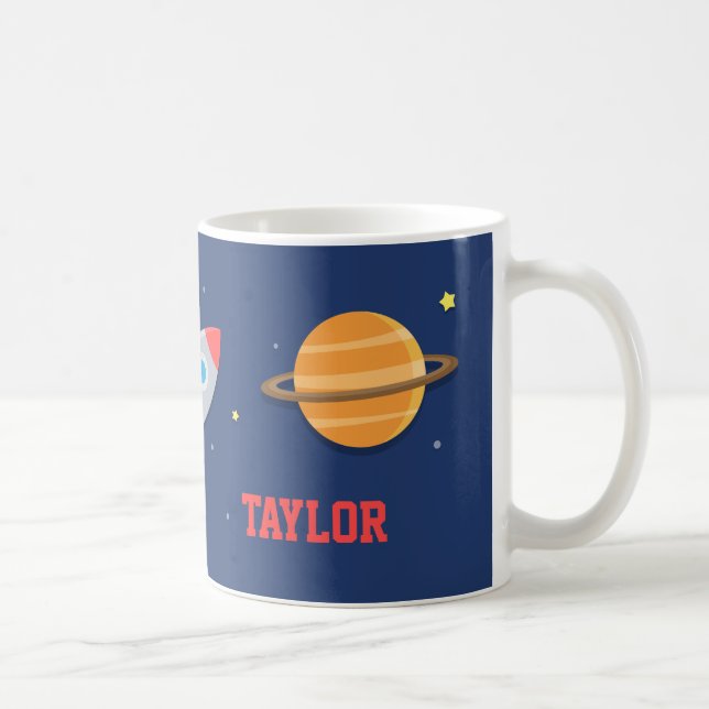 Caneca De Café Navio de Rocket, o espaço, planetas, para meninos (Direita)