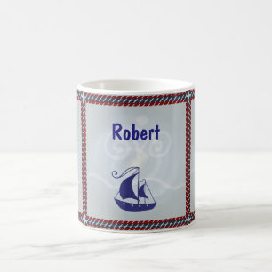 Caneca De Café Navio de vela com quadro de corda
