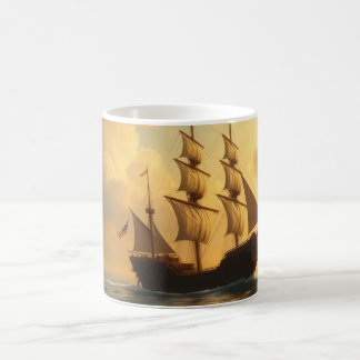 Caneca De Café Navio Dourado