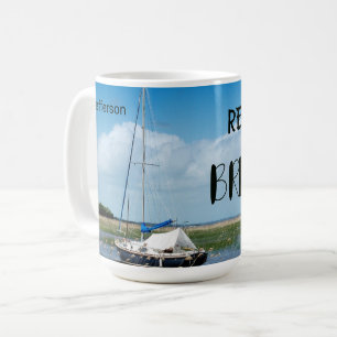Caneca De Café Navio e Mar do Céu Azul Personalizado