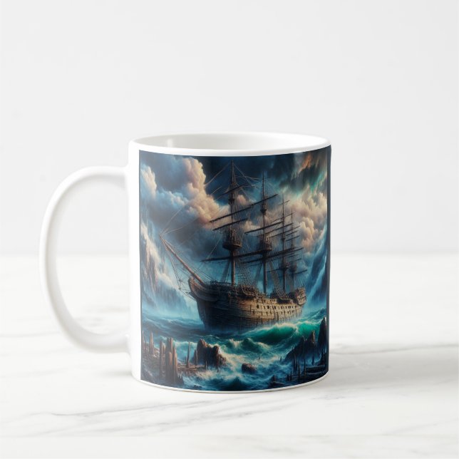 Caneca De Café Navio Fantasma Mary Celeste Assombrando Mistério M (Esquerda)