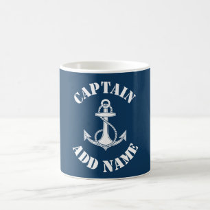 Caneca De Café Navio personalizado de nome do capitão