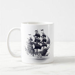 Caneca De Café Navio pirata flutuante
