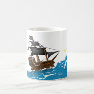 Caneca De Café Navio Pirata na Tempestade