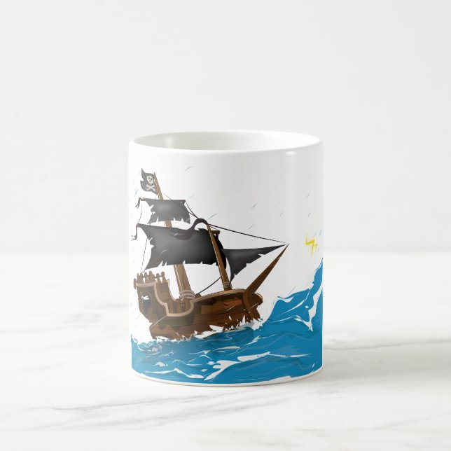 Caneca De Café Navio Pirata na Tempestade (Centro)