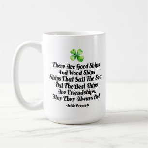 Caneca De Café Navios de Amizade Irlandesa Provérbio Trevo de Qua