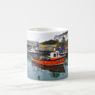 Caneca De Café Navios de pesca no porto de Mevagissey