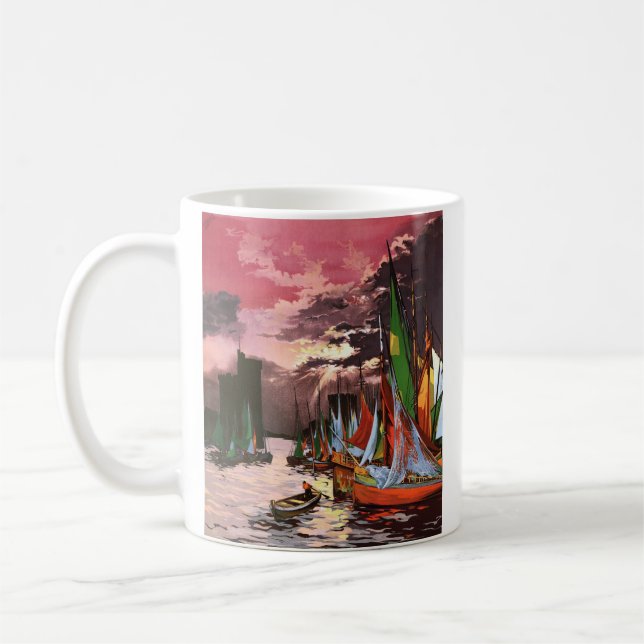 Caneca De Café Navios no Porto de La Rochelle Art (Esquerda)