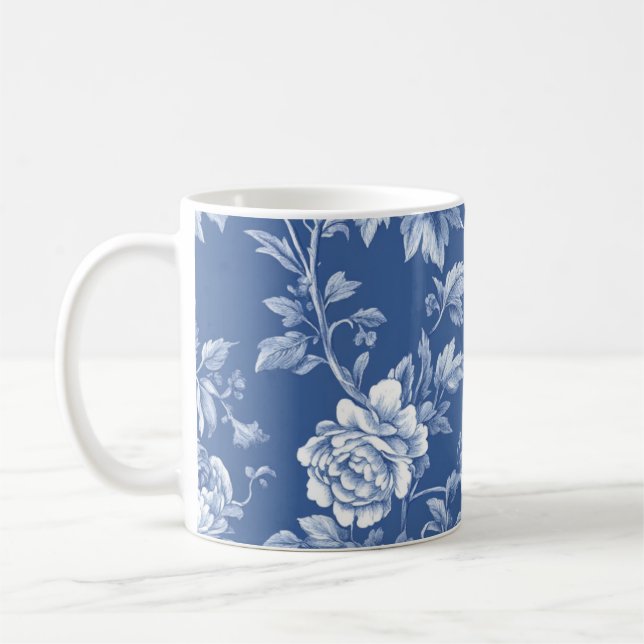 Caneca De Café Navy Blue Toile  (Esquerda)