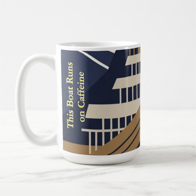 Caneca De Café Navy Gold Geometric Maritime Ocean Liner Art Deco (Esquerda)