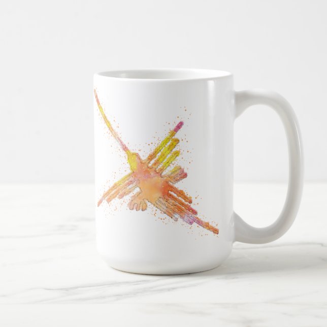 Caneca De Café Nazca Lines Hummingbird Watercolor Impressão (Direita)