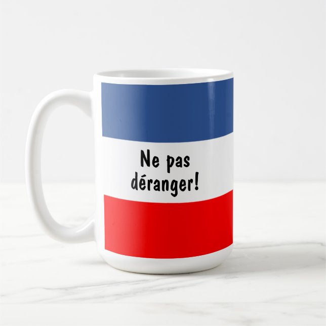 Caneca De Café Ne pas déranger (Não Incomodar) Bandeira francesa (Esquerda)