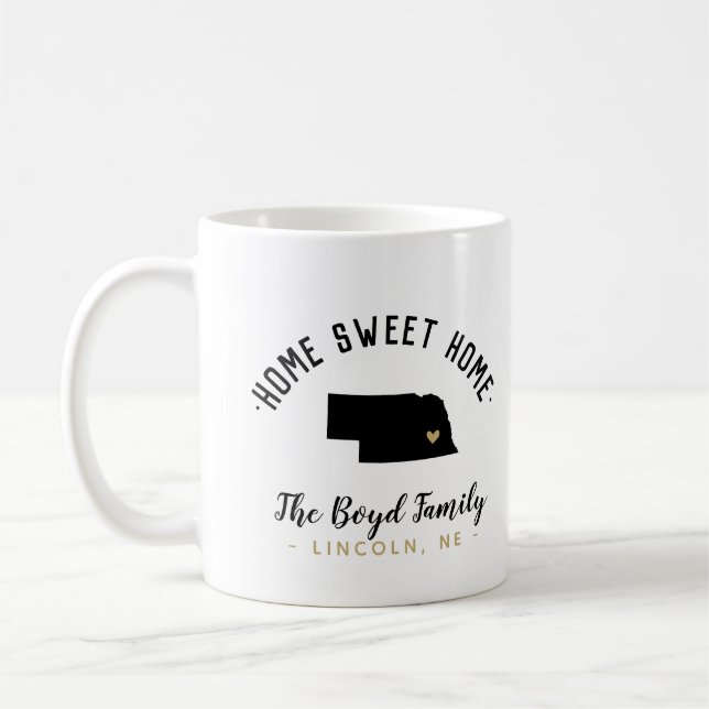 Caneca De Café Nebraska Home Sweet Home Family Monograma Mug (Esquerda)