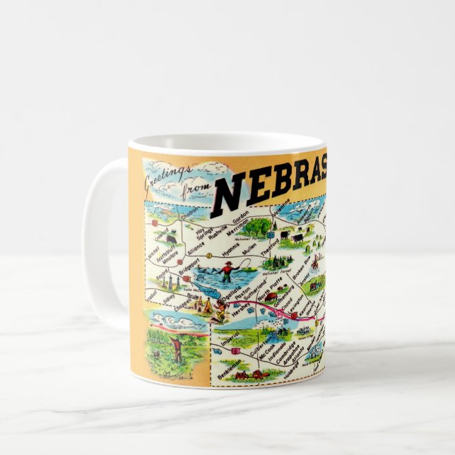 Caneca De Café Nebraska Map Mug (Frente Esquerda)