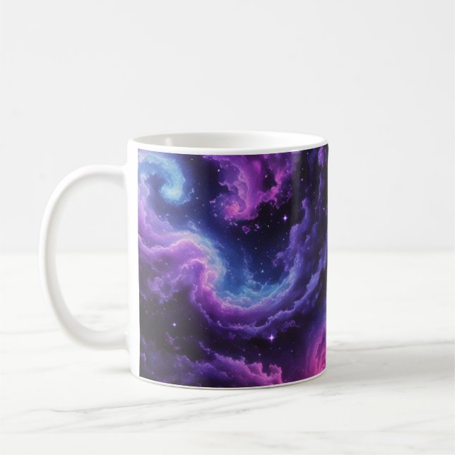 Caneca De Café Nebulosa de Galáxia Cósmica Arte Abstrato Design E (Esquerda)