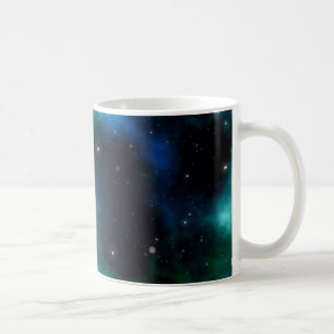 Caneca De Café Nebulosa verde bonita enchida com as estrelas