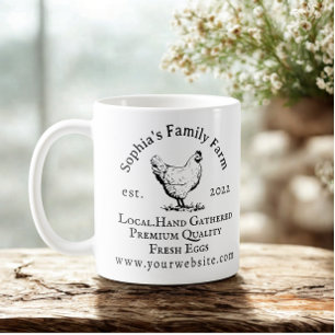 Caneca De Café Negócio de Fazenda de Frango Rústico Texto Preto