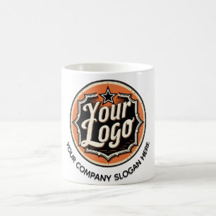 Caneca De Café Negócio Simples de Logotipo e Texto Personalizado