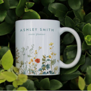 Caneca De Café Negócios de Campo de Flores Silvestres Elegantes