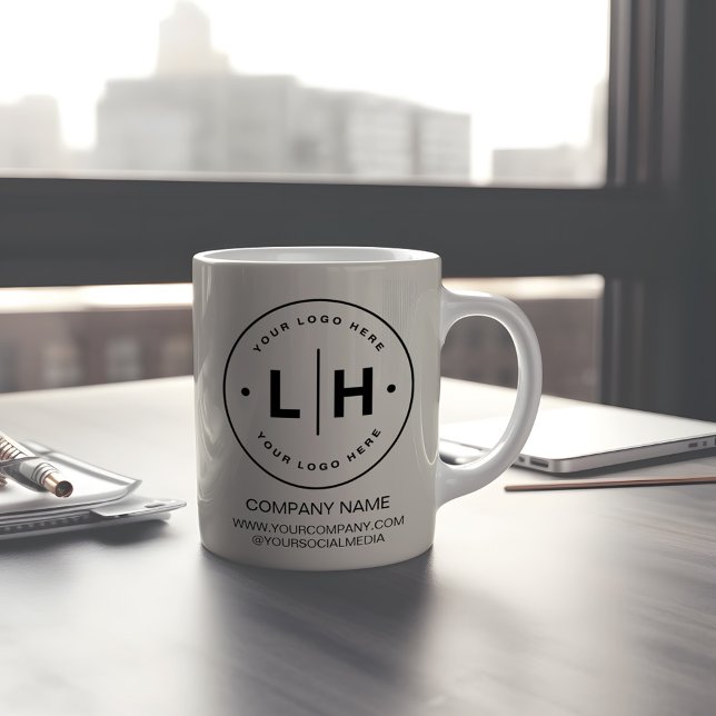 Caneca De Café Negócios de Logotipo Personalizado Moderno (Modern Custom Logo Business Gift Coffee Mug by MINTIC DESIGN STUDIO)
