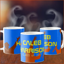 Caneca De Café Negrito Azul Moderno Tech Graduação 