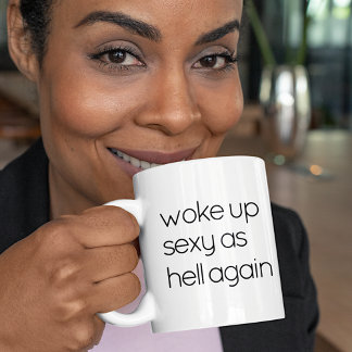 Caneca De Café Negro engraçado e branco, bom dia Acordar sexy