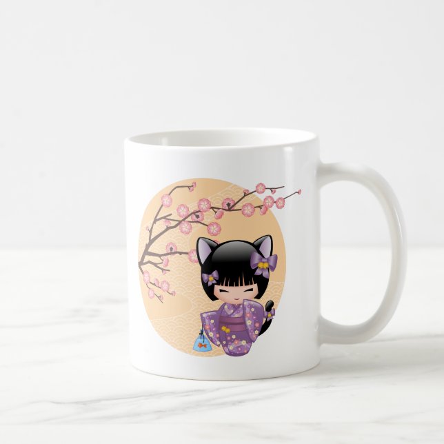 Caneca De Café Neko Kokeshi Doll - Cat Ears Geisha Girl (Direita)