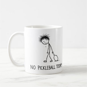 Caneca De Café Nenhum Pickleball Hoje Engraçado Triste Cara de Bo