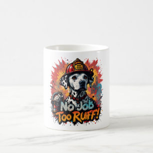 Caneca De Café Nenhum Trabalho Muito Ruff! Bombeiro Cão Mug - eng