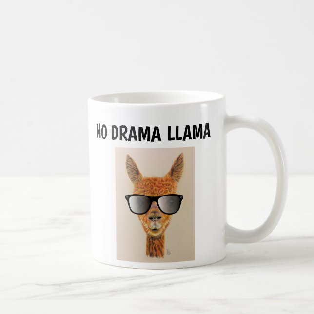 Caneca De Café NENHUMA DRAMA LLAMA com óculos solares Mugs de caf (Direita)