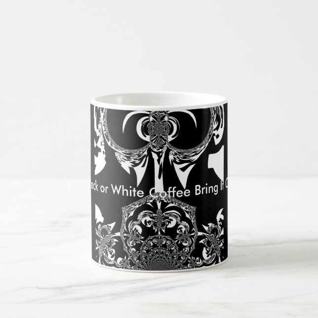 Caneca De Café Neo-Barroco Noir Abstrato Minimalista Designer Pre (Centro)