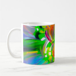 Caneca De Café Neon Abstrato Daisies com cores vívidas
