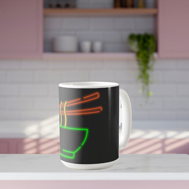 Caneca De Café Neon Asian Noodle Bowl (Criador carregado)