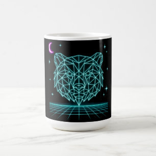 Caneca De Café Neon Bear Synthwave - Fera da Floresta Retro