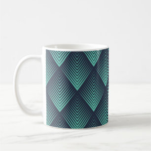 Caneca De Café Neon Blue Op-Art Chevron.