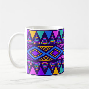 Caneca De Café Neon Blue: Padrão Navajo Tribal