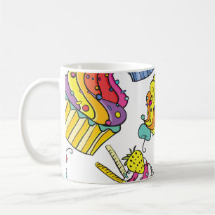 Caneca De Café Neon Cakes: Padrão de Arte Pop.