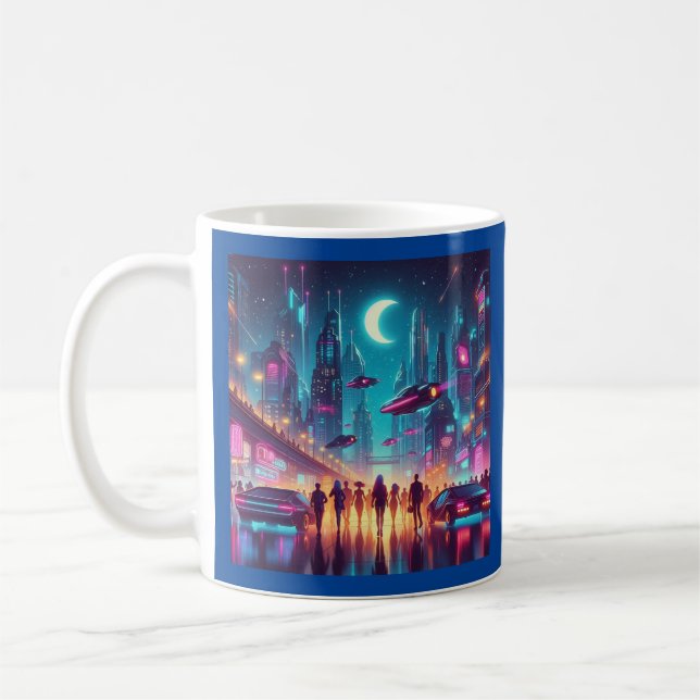 Caneca De Café Neon Cityscape (Esquerda)
