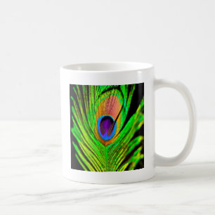 Caneca De Café Neon Colors Peacock Feather