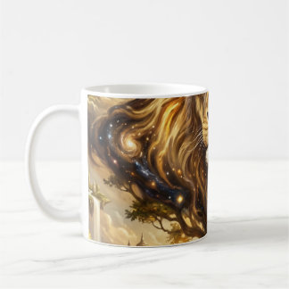 Caneca De Café Neon Cyber Lion Wall Art Print – Futuristic Fantas
