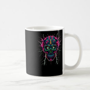 Caneca De Café Neon Cyberpunk Skull - Stic Digital Art