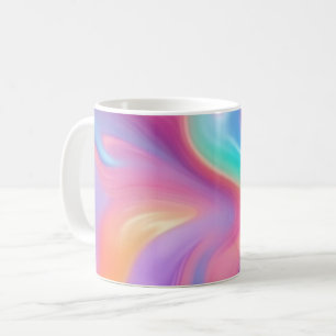 Caneca De Café Néon de tendência Ondas abstrato azuis cor-de-rosa