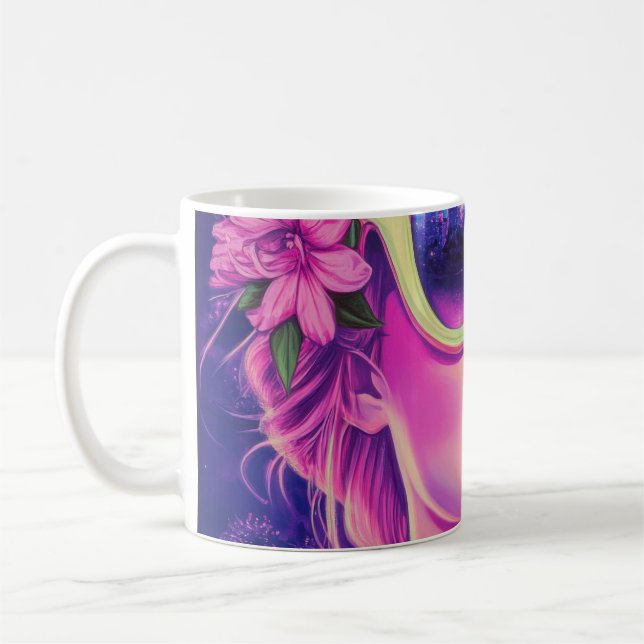 Caneca De Café Neon Dream Girl com óculos de sol florais (Esquerda)