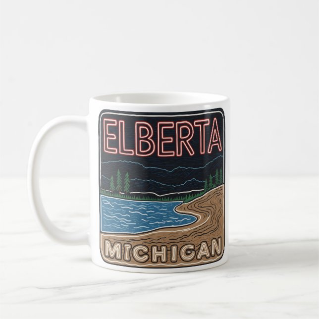 Caneca De Café Neon Elberta Michigan (Esquerda)