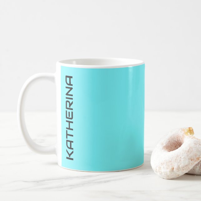 Caneca De Café Neon Electric Blue Solid Color | Personalizado (Com Donut)