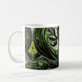 Caneca De Café Neon Emerald Metal Face