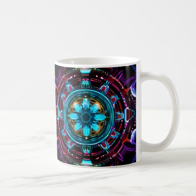 Caneca De Café Neon Explosão Colorida Caleidoscópio (Direita)